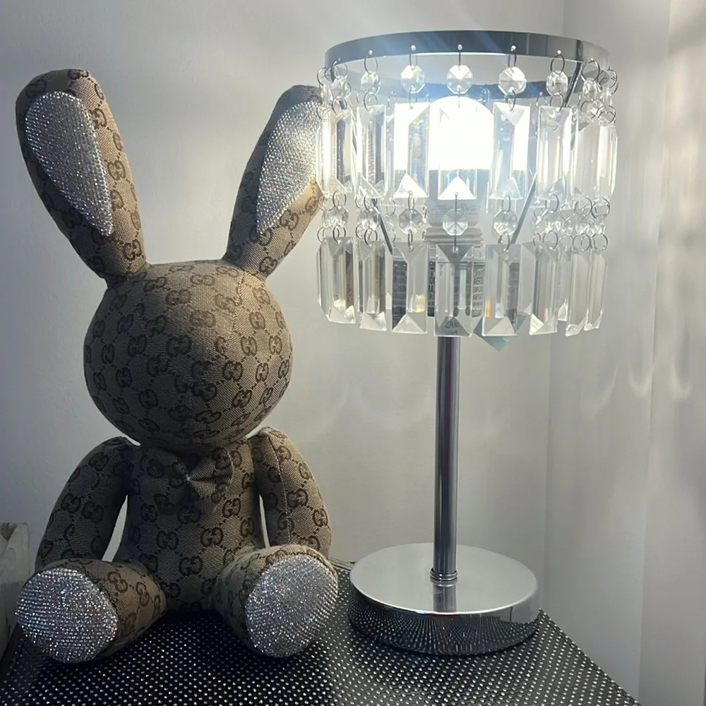 Crystal lamp glam plug in diamond jewel crystals rhinestones chandelier style